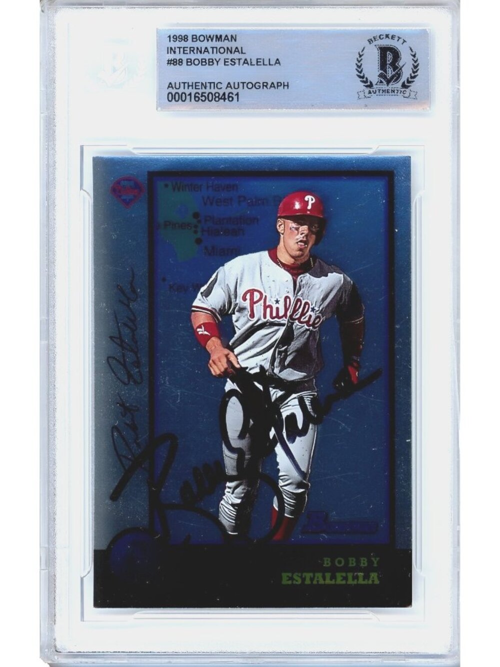 Bobby Estalella Signed 1998 Bowman International #88 Phillies BAS Slabbed Auto